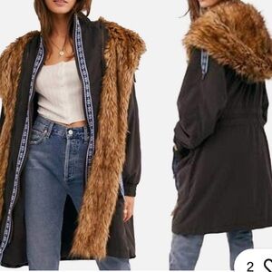 RARE Free People Folklore Parka with Faux Fur Hood